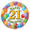 happy 21st Birthday 18" 45.7cm Round Foil Balloon